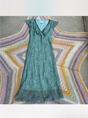 Y2k aqua blue midi dress with beading